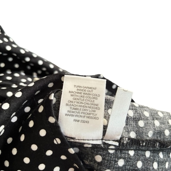 New York & Company Button Up Shirt Polka Dot Roll Tab Office Casual Size Large - Picture 8 of 16